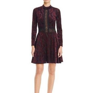 Aqua x Maddie & Tae paisley velvet burnout flare dress